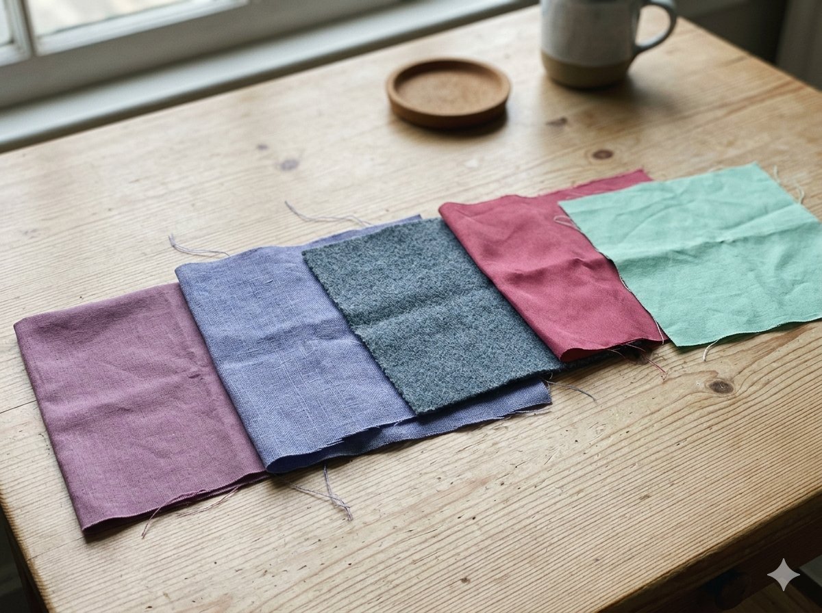 Kleurenpalette zomer koel met mauve, lavendelblauw, leigrijs en framboosroze