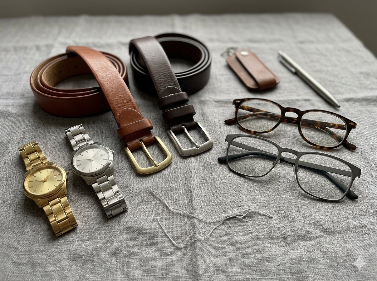 Mannenaccessoires in goud en zilver, horloges, armbanden, manchetknopen, afgestemd op warme en koele ondertonen
