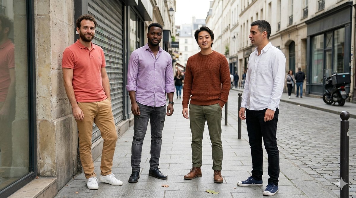 Casual outfits voor mannen afgestemd op de vier kleurtypen met chino en overhemd