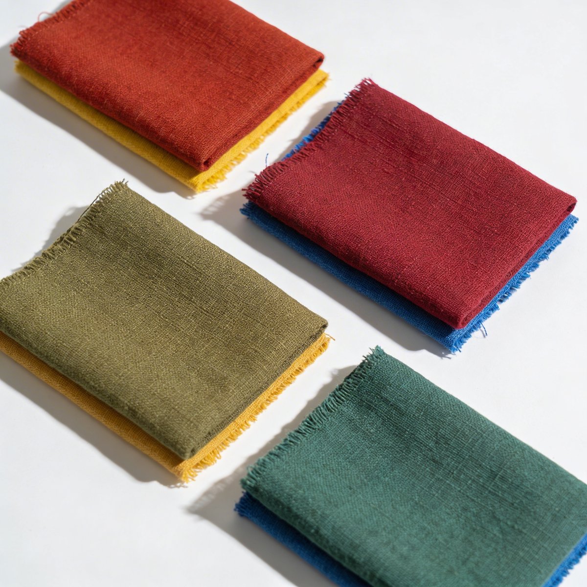 Visuele vergelijking van warme en koele tinten: papaverrood vs kersrood, kaki vs sparregroen