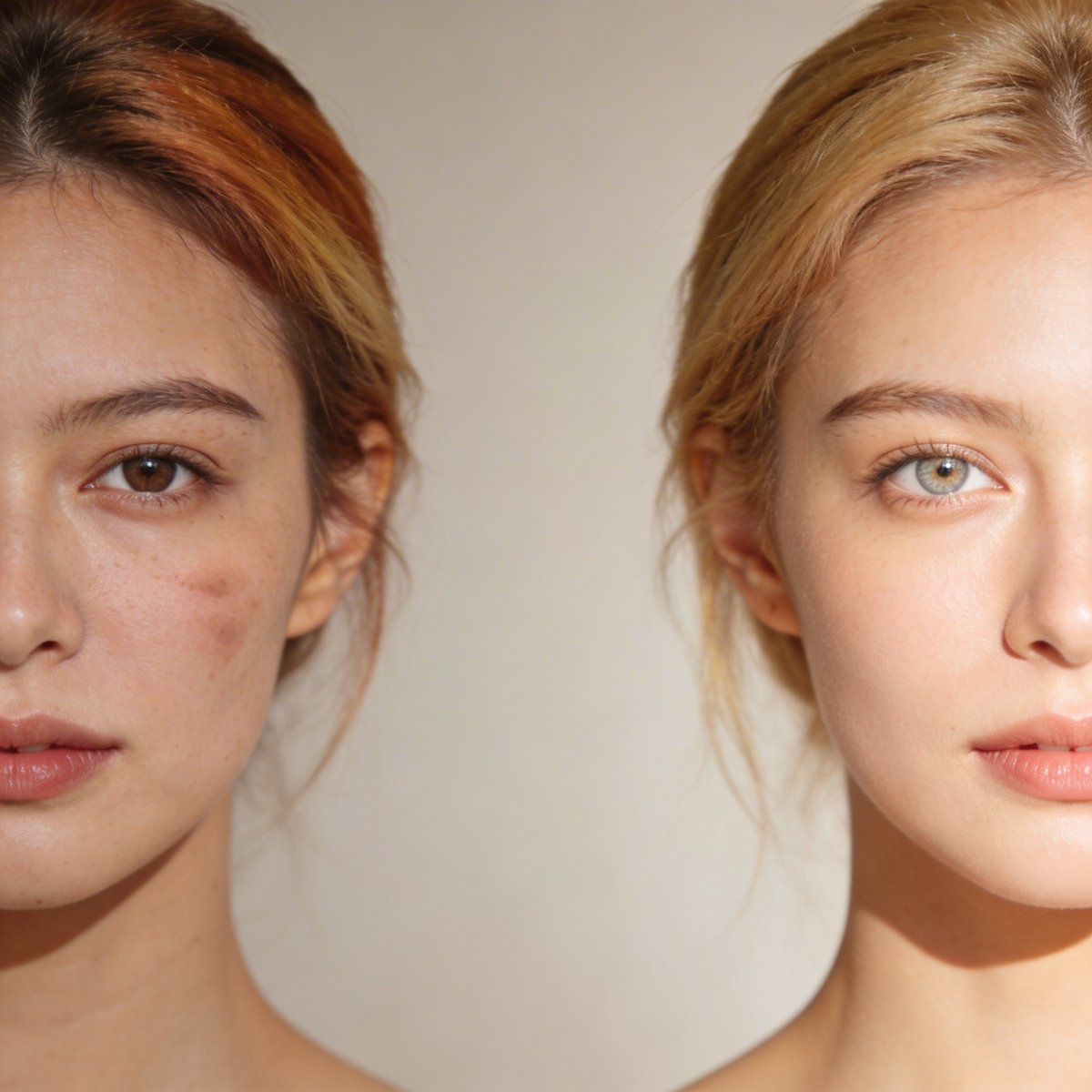 Vergelijking voor-na die de impact toont van een kleuring aangepast aan de kleuranalyse