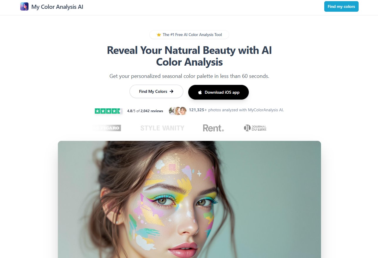 Engelstalige MyColorAnalysisAI interface met kleuranalyse seizoensresultaat en kleurenpalet